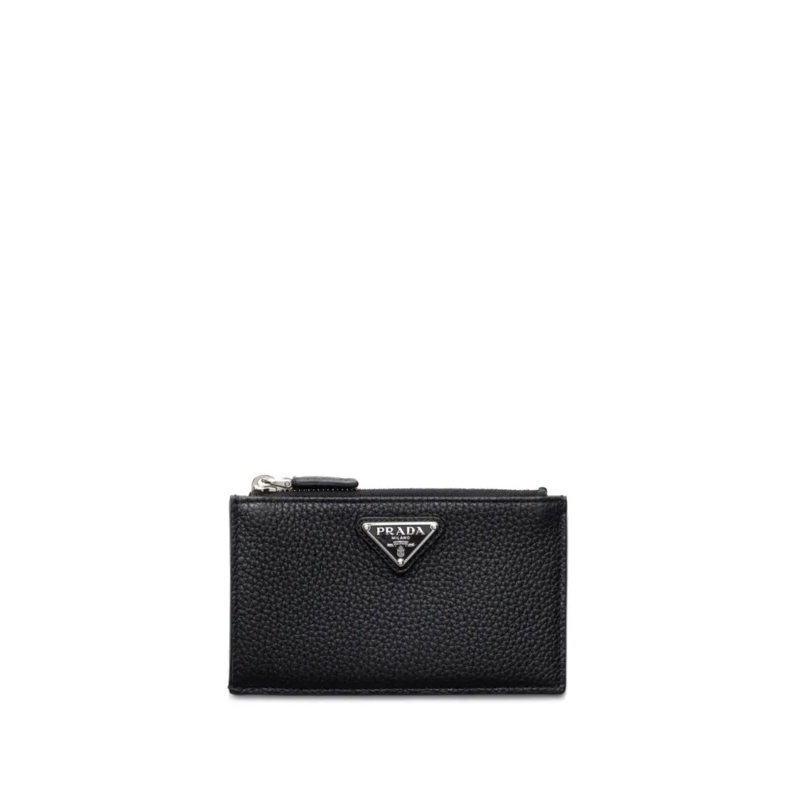 Prada Geldbörse Rectangular Zippered Wallet With Triangular Logo P Black