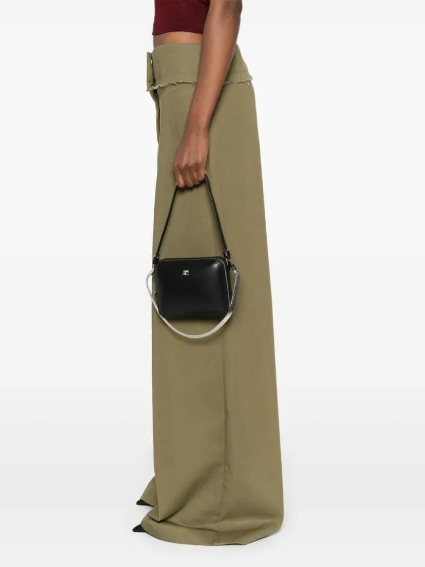 Thumbnail - Courrèges Hobo Bags - Herringbone Chain-Link Shoulder Bag In Black Calf - Gr. unisize - in Schwarz - für Damen