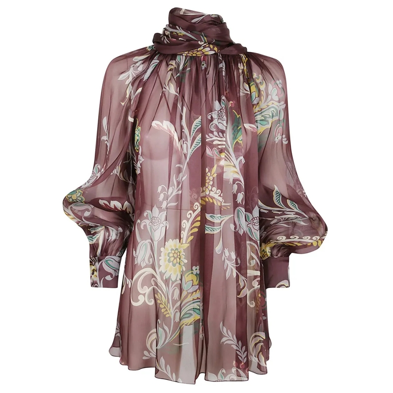 Etro Blouse Multicolor Floral And Paisley Silk Blouse Multicolor