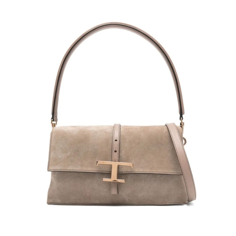 Tod's Schultertasche Structured Suede Handbag Pink