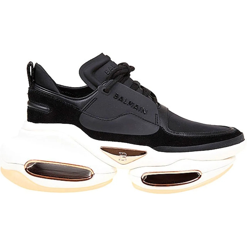 Balmain Sneaker basse Balmain Leather And Fabric Sneakers schwarz
