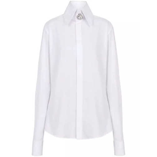 Balmain Jewel-Embellished Cotton-Poplin Shirt White 