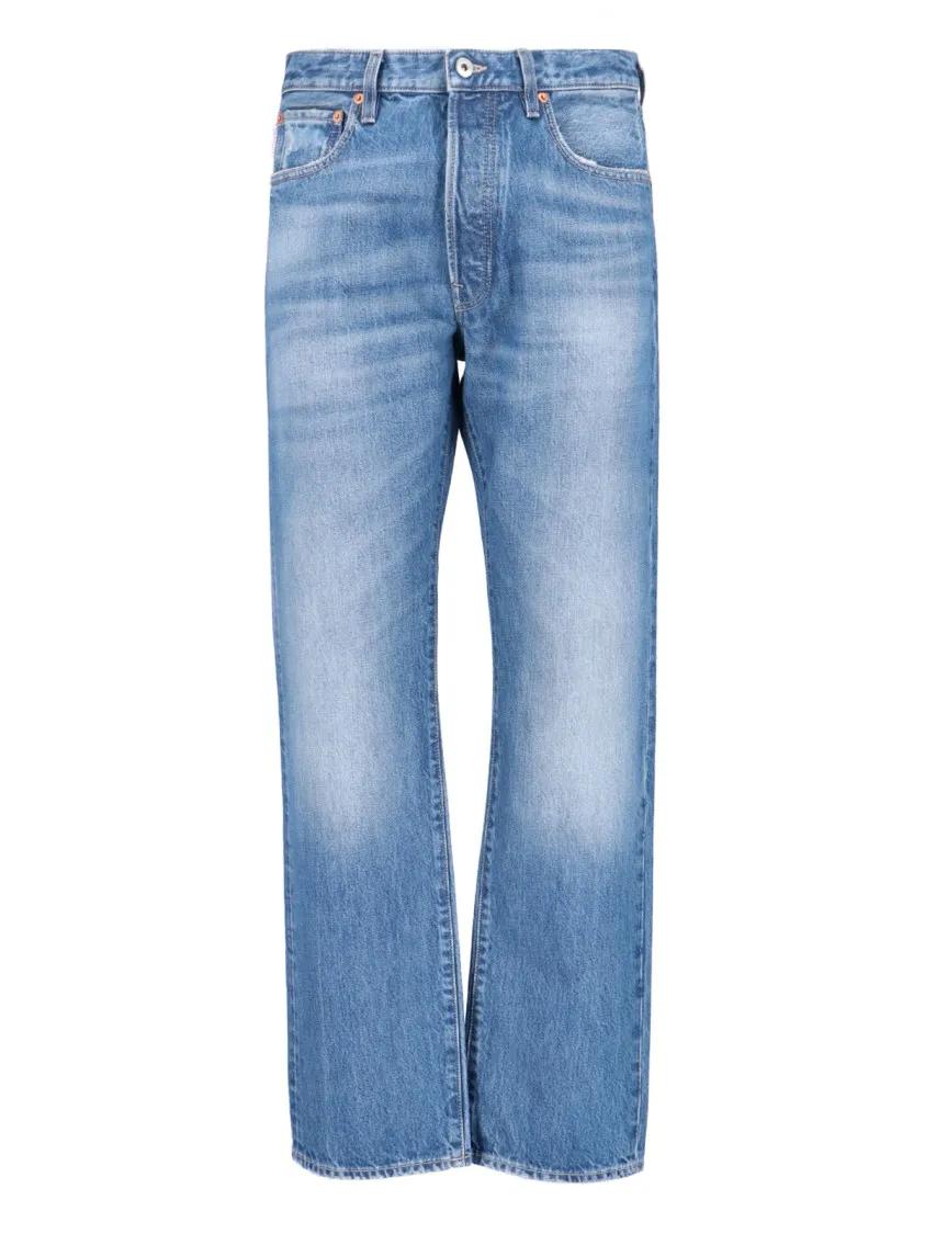 Thumbnail - Valentino Garavani - Blue Denim Straight-Leg Logo Jeans – Blue - Größe 31 - blau