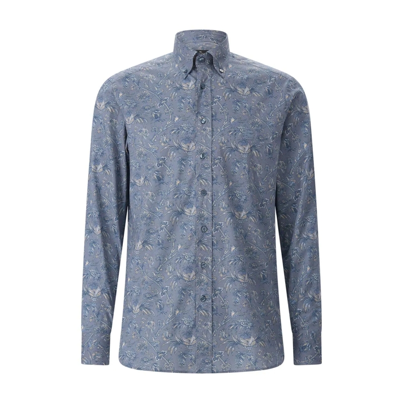 Etro Hemd Slim-Fit Hemd aus Baumwoll-Mix blau