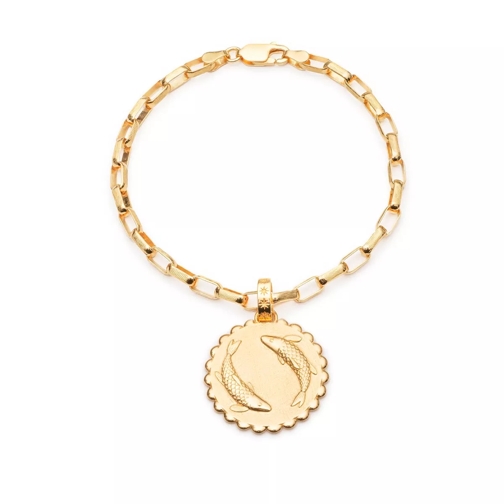 Rachel Jackson London Statement Pisces Zodiac Art Coin Bracelet S/M Yellow Gold Armband
