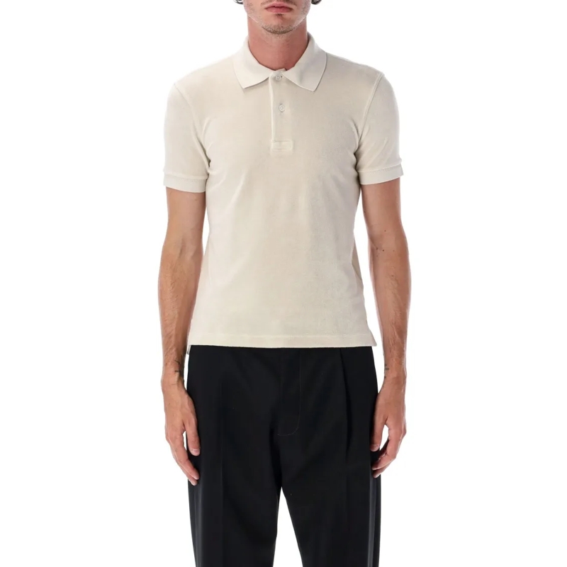 Tom Ford Polohemd Textured Cotton Blend Towelling Polo Black