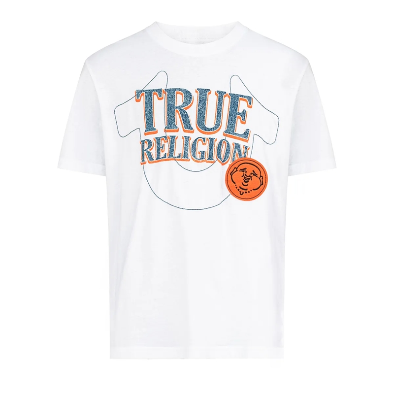 True Religion T-Shirt T-Shirt- Gerader Schnitt- Western-Logo Tee- Ru weiss