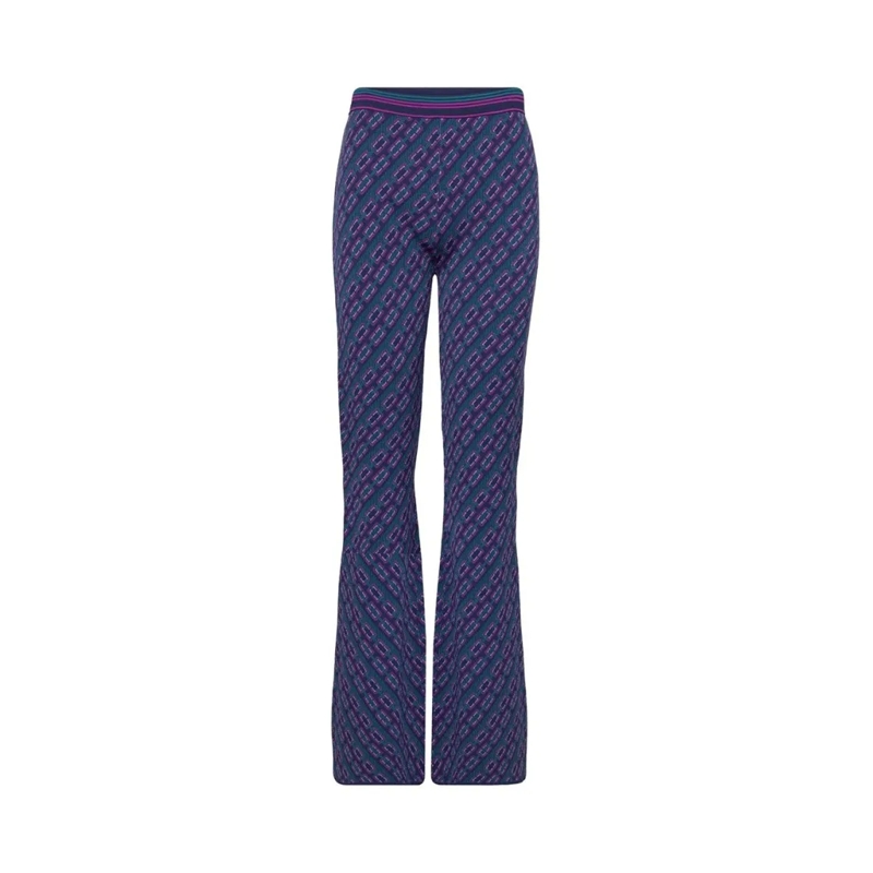 Diane von Furstenberg  Flared Trousers With Viscose Blend And Pattern Des Blue