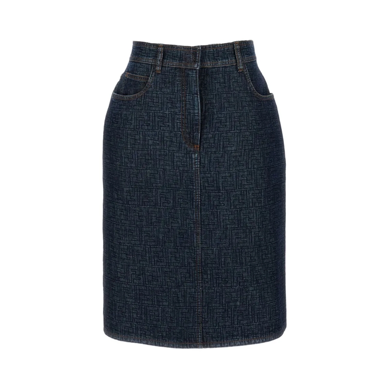 Fendi Spijkerrok Ff Padded Denim Skirt Blue