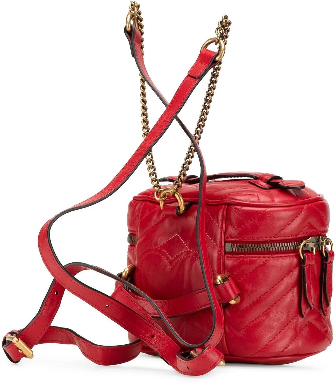 Thumbnail - Gucci Rucksäcke - GG Marmont Round Matelasse Leather Backpack - Gr. unisize - in Rot - für Damen