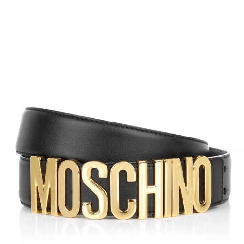 Moschino Logo Leather Double Belt Black/Gold Leather Belt