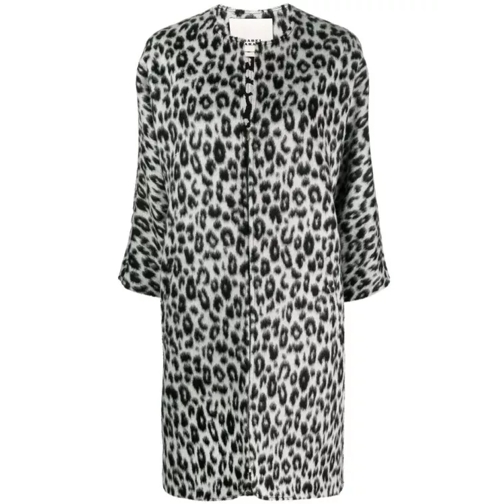 Isabel Marant Leopard-Print Zip-Up Coat Grey 