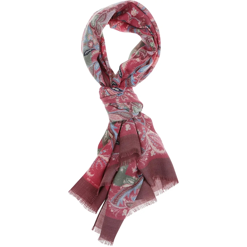 Etro Écharpe en laine Boheme Scarf Red rot