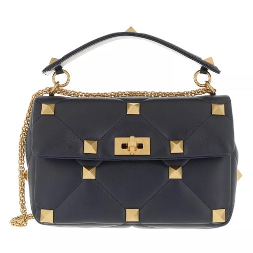 Valentino Garavani Rockstud Shoulder Bag Leather Navy Cartable