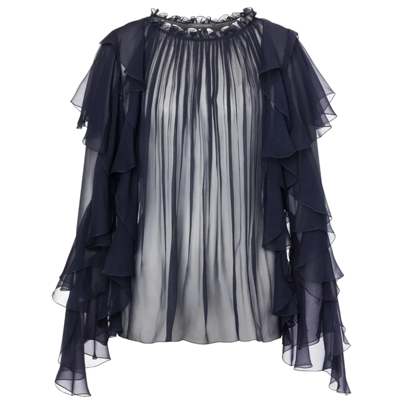 Alberta Ferretti Blouse Classic White Shirt With Tailored Fit Grey