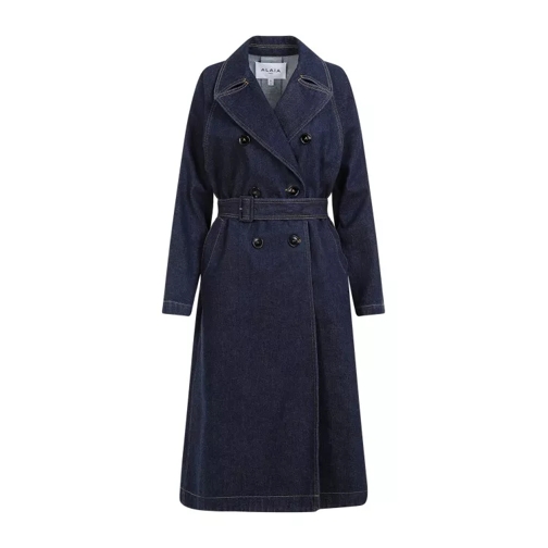 Alaia Belted Brut Denim Blue Cotton Coat Blue 