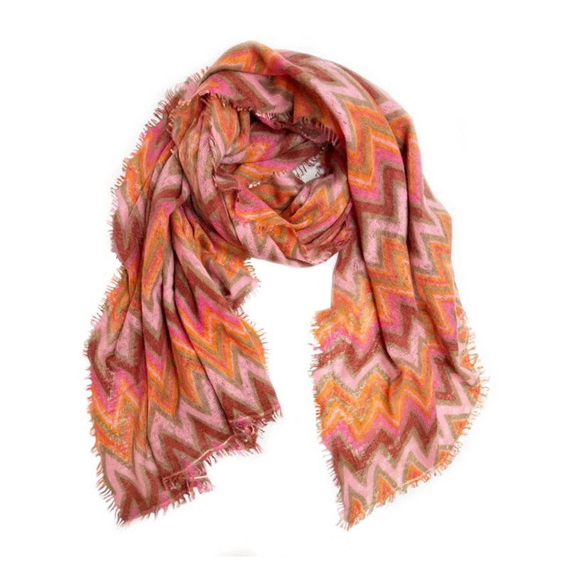 Mala Alisha Écharpe légère Schal London mit Zick-Zack-Muster Pink