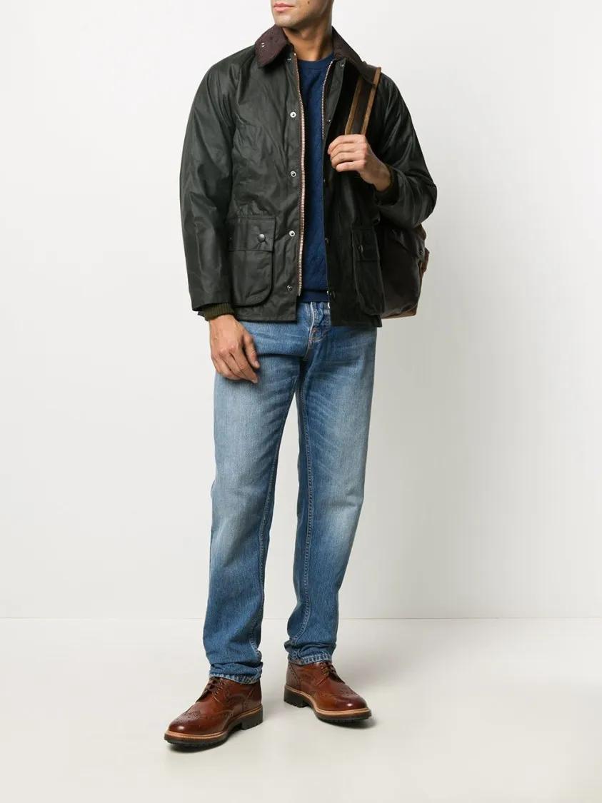 Barbour Bedale Jacket In Waxed Cotton Black Ubergangsjacke