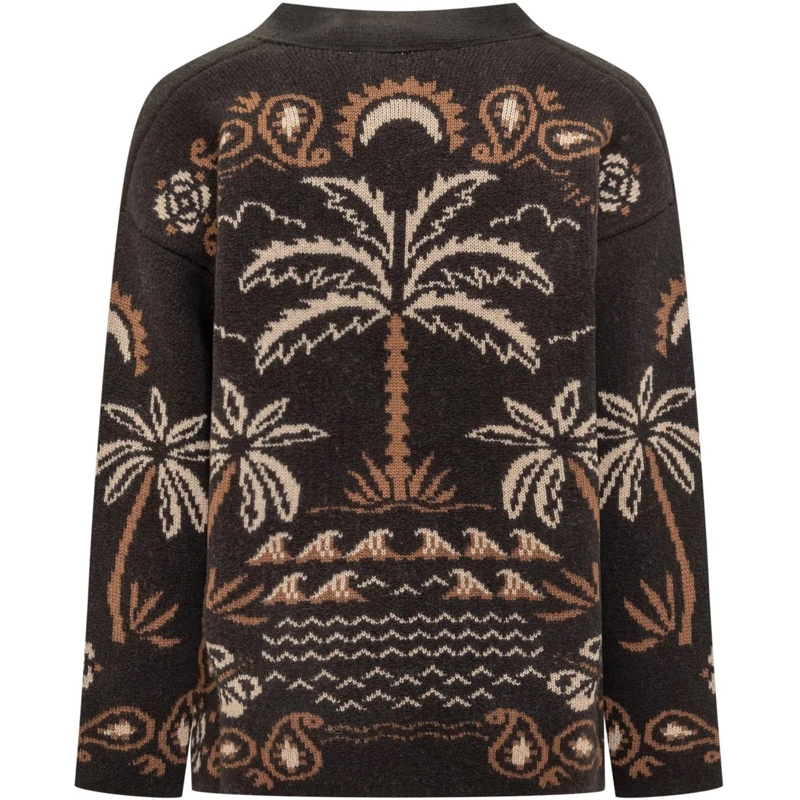 Alanui Pullover Alanui Cardigan Nero con Motivo Tropicale dunkelgrau(Image 2)