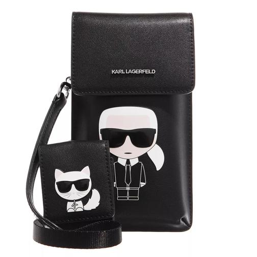 Karl Lagerfeld K/Ikonik Leather Multi Pouch Black Sac pour téléphone portable