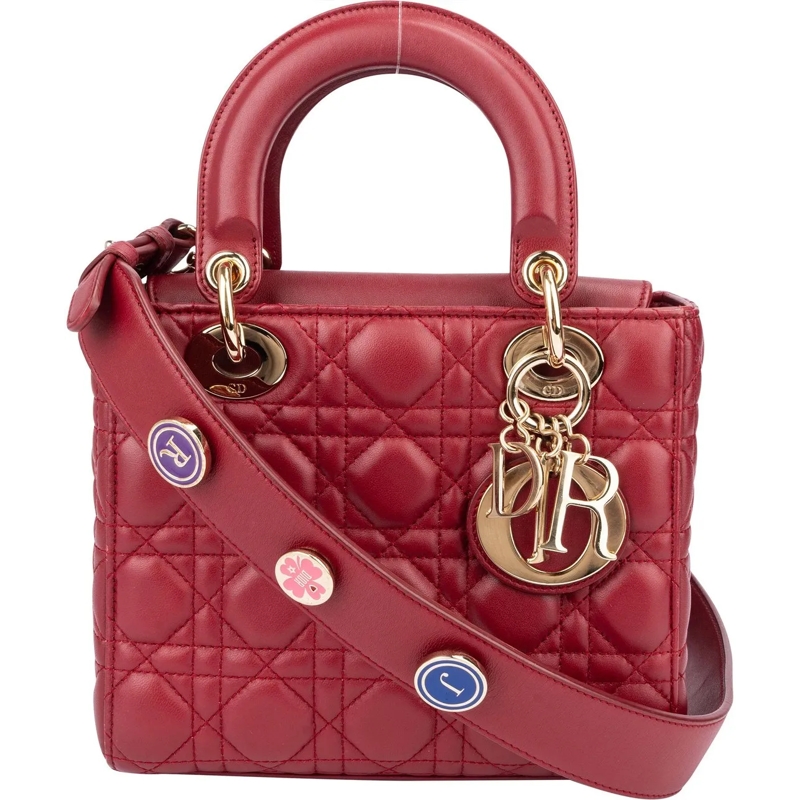 Christian Dior Schultertasche Christian Dior Quilted Leather ABC Lady Dior Handb rot