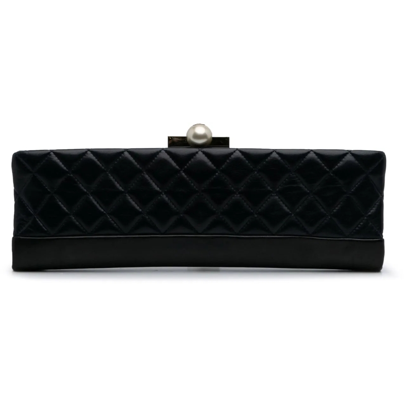Chanel Pochette CC Quilted Lambskin Pearl Clutch schwarz