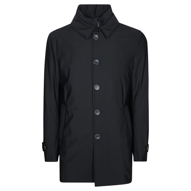 Herno Manteau d'hiver Water-Resistant Black Washington Coat With High Co Blue
