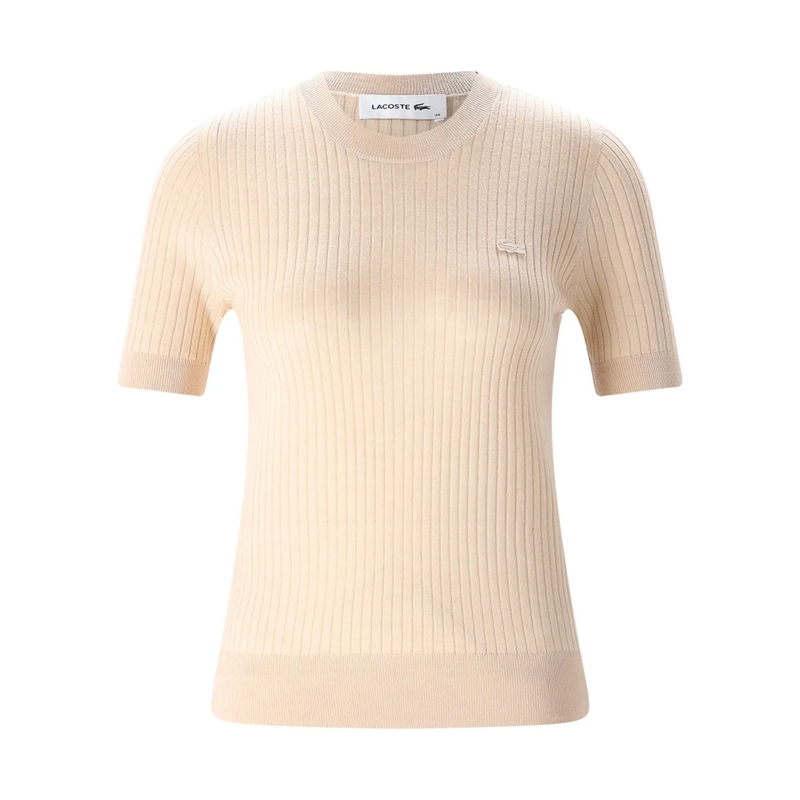 Lacoste T-shirt Geripptes T-Shirt beige