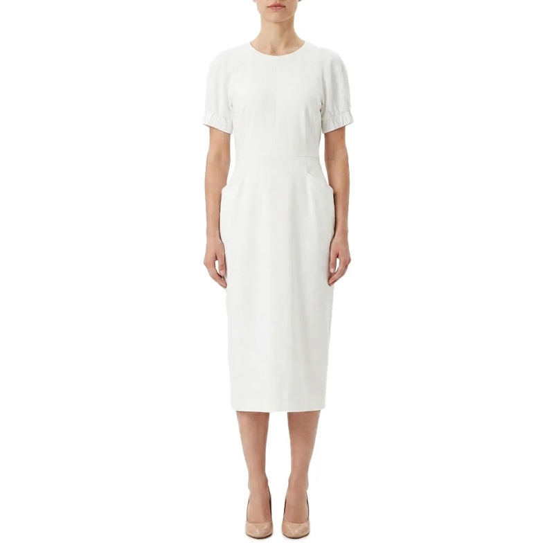 Fabiana Filippi Minikleid Midikleid mit gerafften Ärmeln weiß(Image 2)