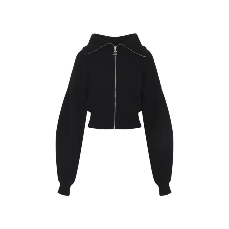 Sportmax Vest Cropped Black Knit Sweater Black