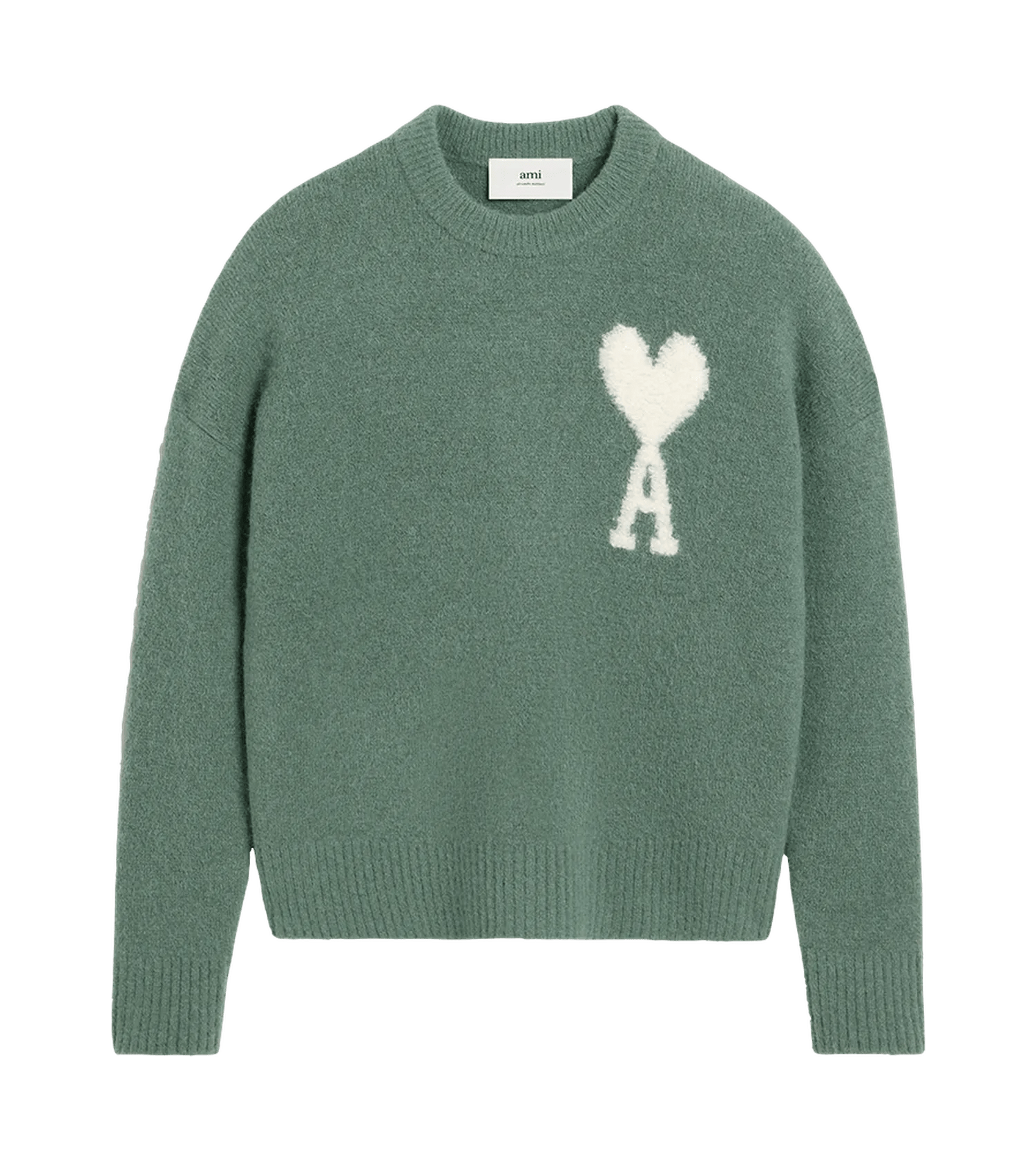 AMI Paris - Pullover aus Alpakamischung mit Logo - Größe L - grau