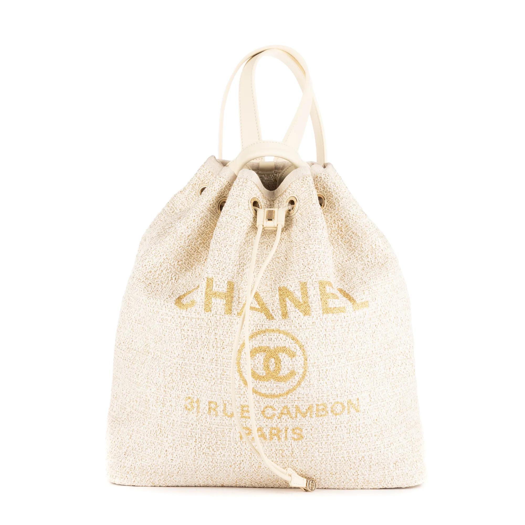 Chanel Crossbody Bags - Deauville Drawstring Bucket Backpack - Gr. unisize - in Beige - für Damen