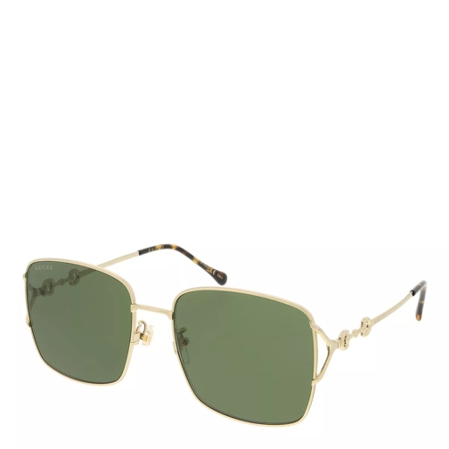 Gucci GG1018SK-002 58 Sunglass Woman Metal Gold-Gold-Green Solglasögon