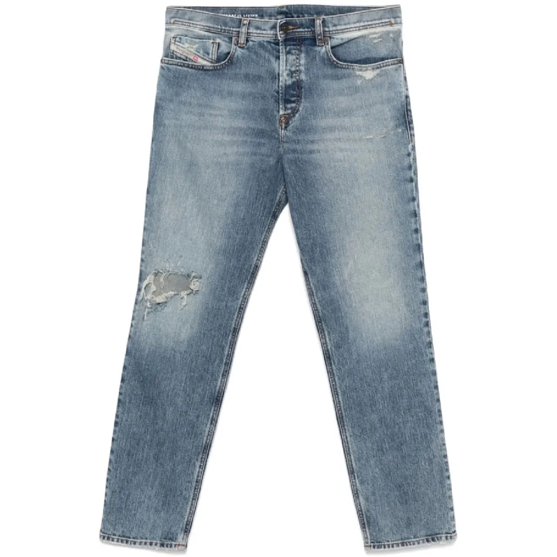 Diesel Jeans Slim Fit Tailored Light Wash Trousers With Classic Five-Poc Blue