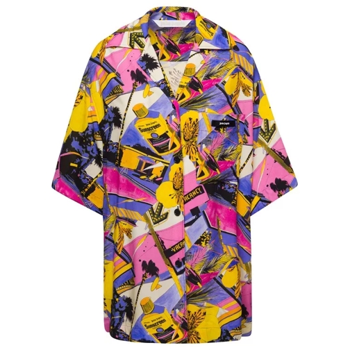 Palm Angels 'Miami' Multicolour Bowling Shirt With All-Over Gr Pink 