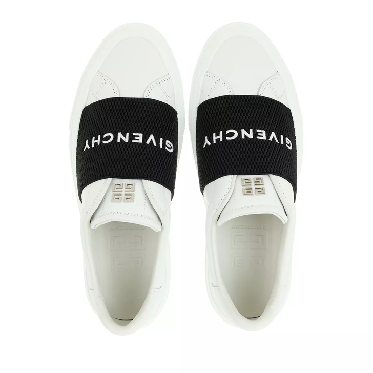 Black and white store slip on sneakers