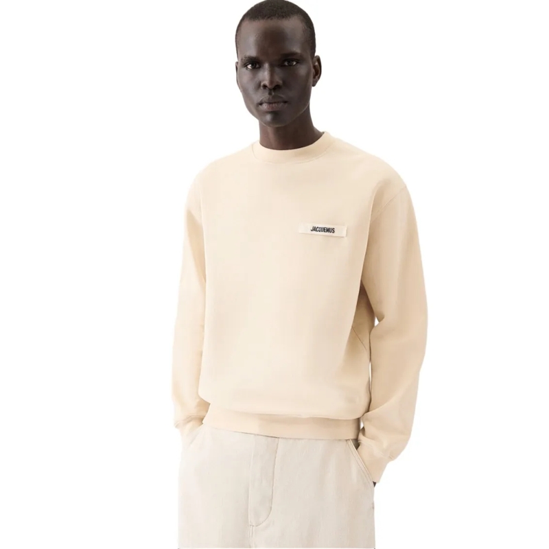 Jacquemus  Long-Sleeve Organic Cotton Sweatshirt With Gros-Gr Neutrals