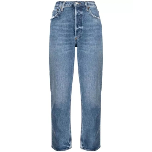 Agolde Riley Cropped Denim Jeans Blue Gesneden jeans