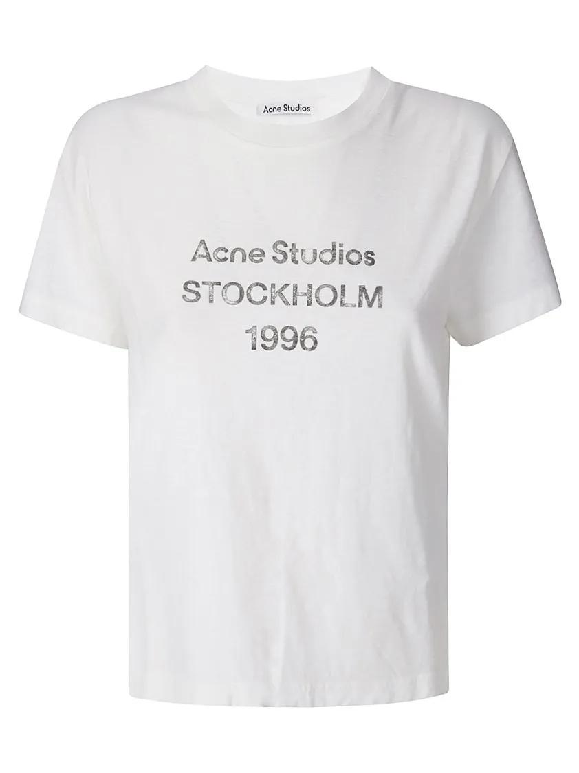 Acne Studios - Front-Print Crew Neck T-Shirt - Größe M - weiß