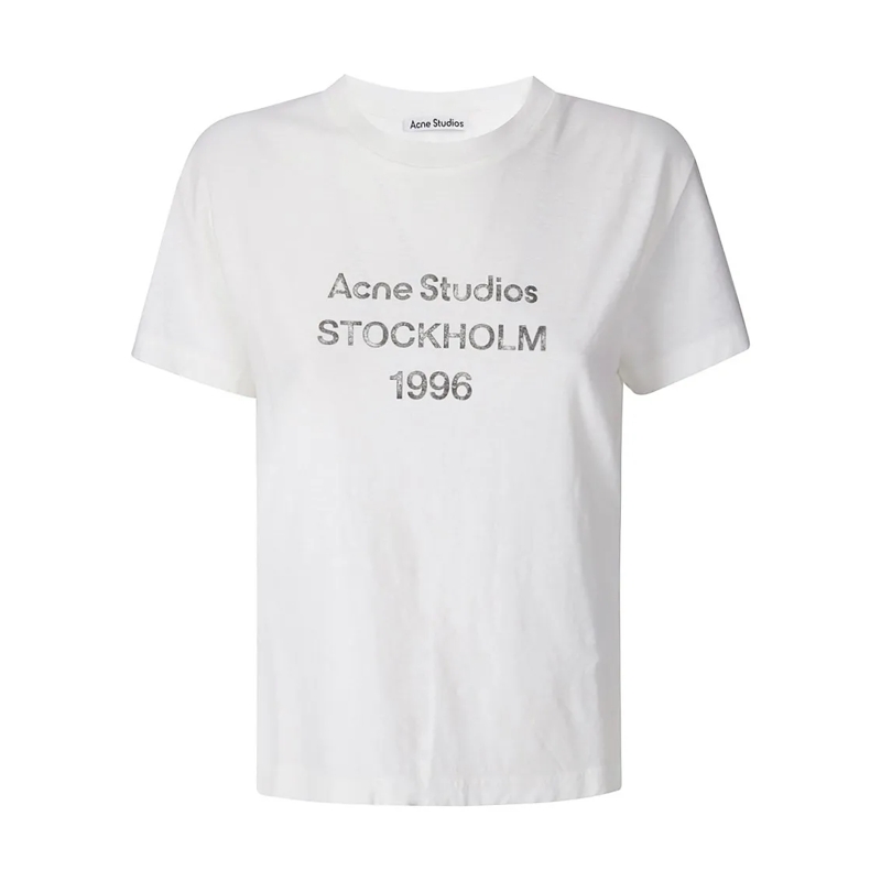 Acne Studios T-shirt Front-Print Crew Neck T-Shirt White