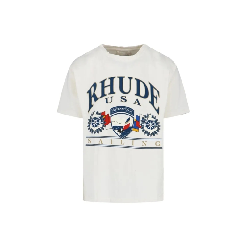 Rhude T-shirt Minimalist White T-Shirt With Classic Crew Necklin White