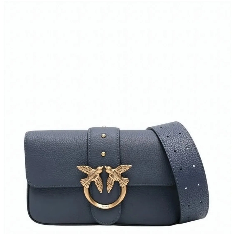 Pinko Schultertasche Mini Slouchy Grained Leather Shoulder Bag White