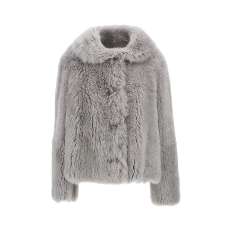 Desa 1972 Jas in omgekeerd lam Shearling Trapeze Jacket Grey