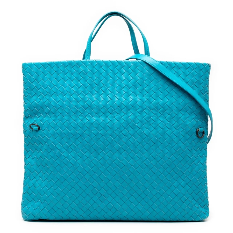 Bottega Veneta Sac à bandoulière Nappa Intrecciato Fold Over Tote blau