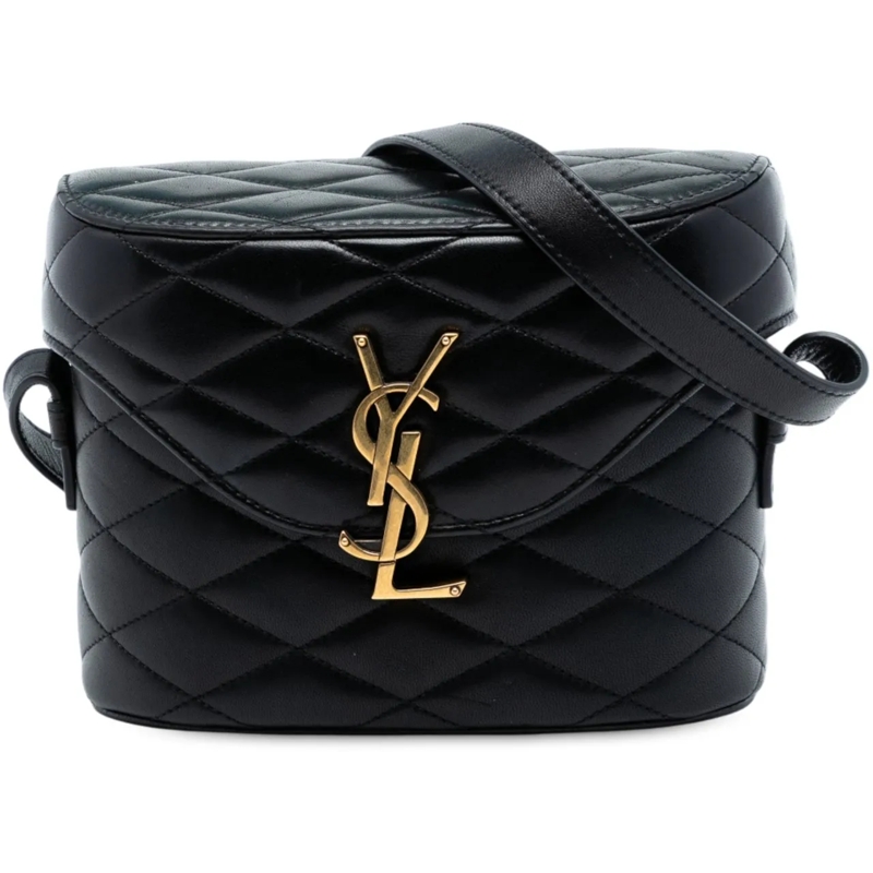 Saint Laurent Schultertasche Quilted Lambskin Monogram June Box Bag schwarz