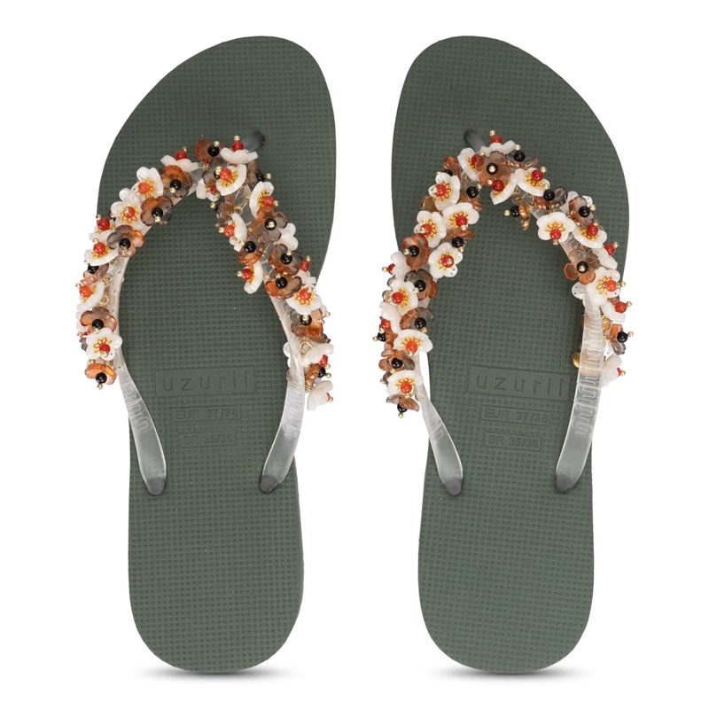 UZURII Flip Flops flip flop Tulum Bloom Coffee dunkel-grün(Image 17)
