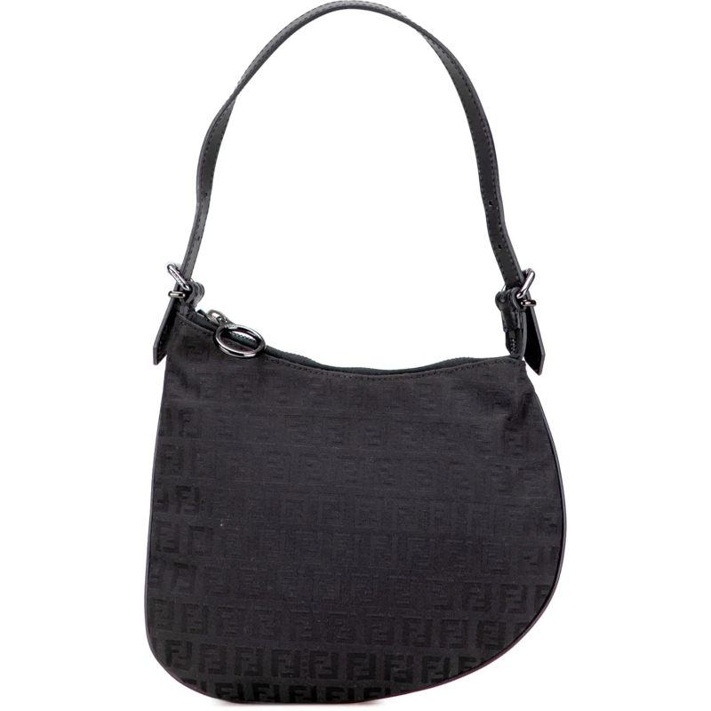 Fendi Sac à bandoulière Zucchino Canvas Oyster Shoulder Bag schwarz