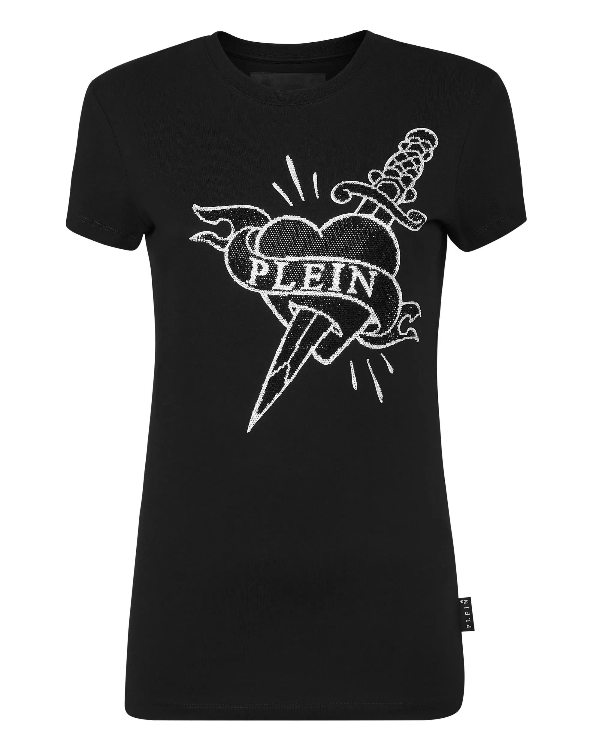 Thumbnail - Philipp Plein - T-Shirt Slim Fit Love Mit Schmucksteinen - Größe XS - schwarz