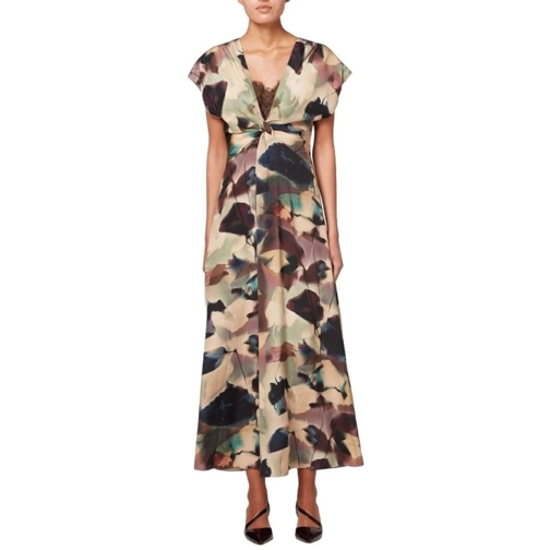 Paul Smith Robes midi Robe longue Print Floral prune vert Soie dentelles mehrfarbig