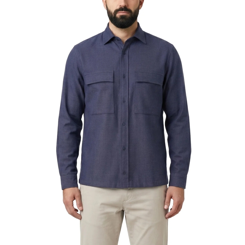 Paul & Shark Chemise Hemd in Jeans-Optik aus Wolle & Seide blau(Image 2)